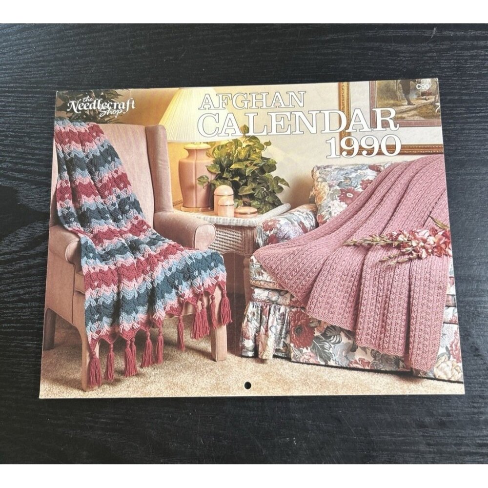 Vintage Afghan Calendar The Needlecraft Shop 1990 Crochet Pattern & Stitch guide
